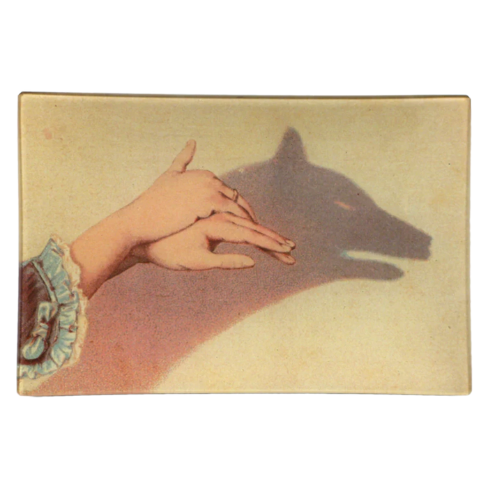 【JOHN DERIAN/ジョンデリアン】デコパージュプレート/Wolf Shadow Puppet